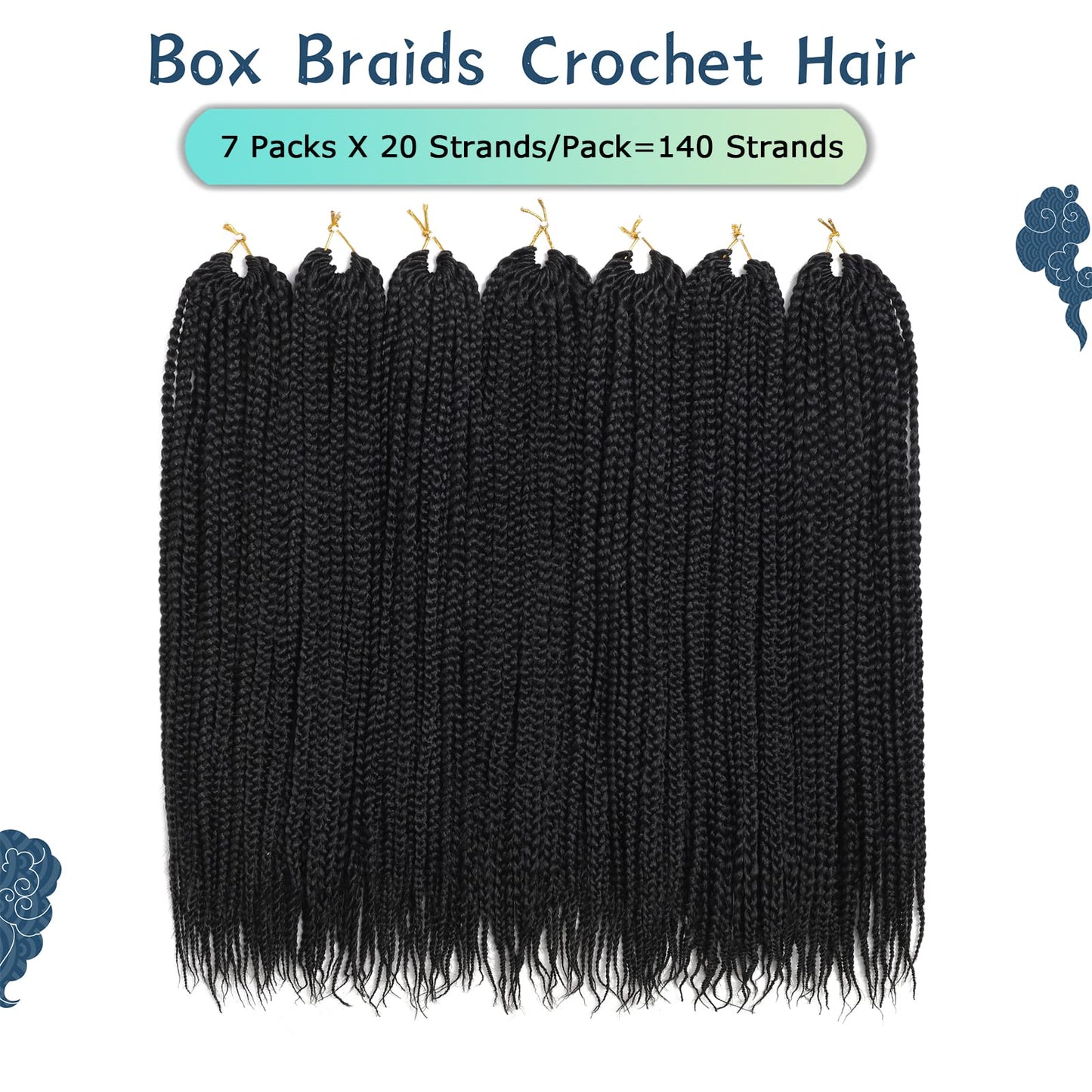 Crochet Box Braids Hair pre looped Goddess Box Braids Crochet Braiding Hair 7 Packs Crochet Box Braids 3x Box Braids Crochet Hair (18 inch, 1B)