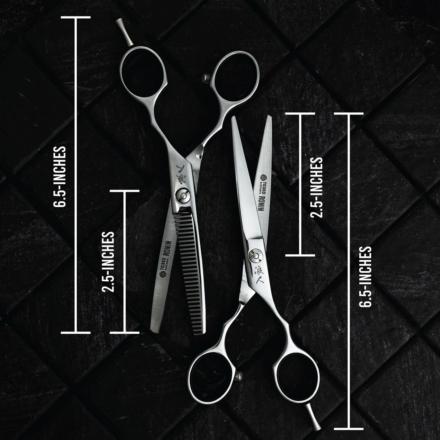 Ronin Hair Cutting Shears Set by Tokko Katana, Professional Scissor Kit, 6.5" Sharp Stainless Steel Regular & Thinning Haircut, Grooming Scissors for Barber, Hairdresser, Salon Professional, & DIY