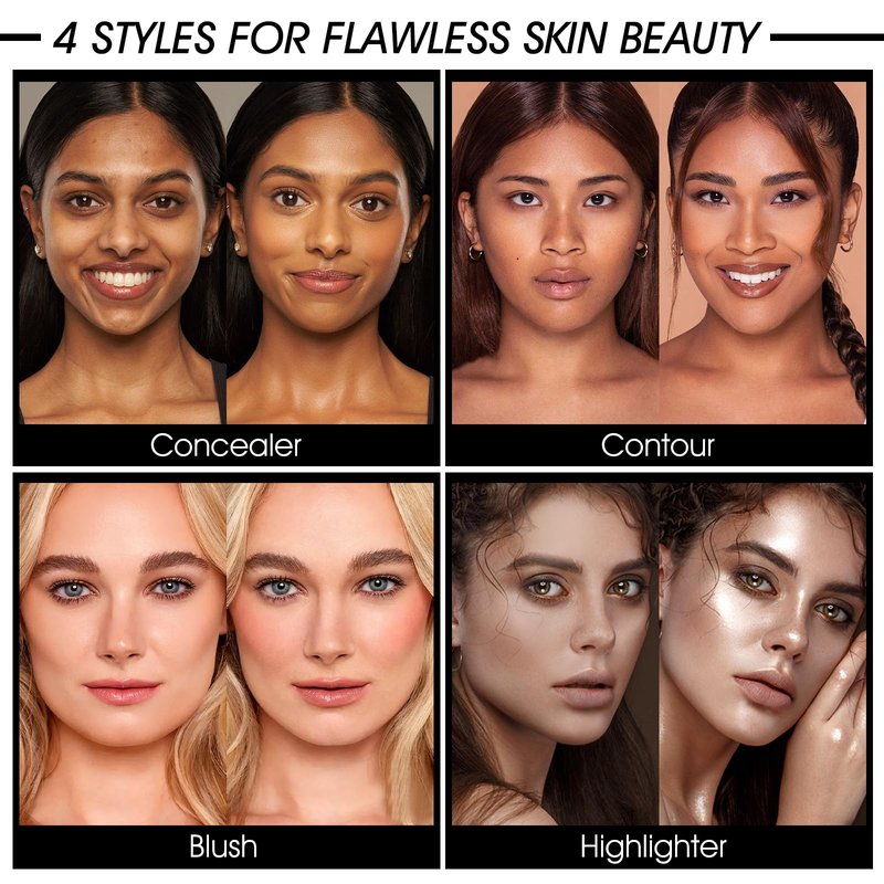 LSxia 12 Colors Cream [Blush Contour Concealer] Makeup Palette for Cheeks - All in One Makeup Palette Kit with Brush, Natural Matte Long Wearing, Waterproof Blendable Face Make Up Pallete (#02)