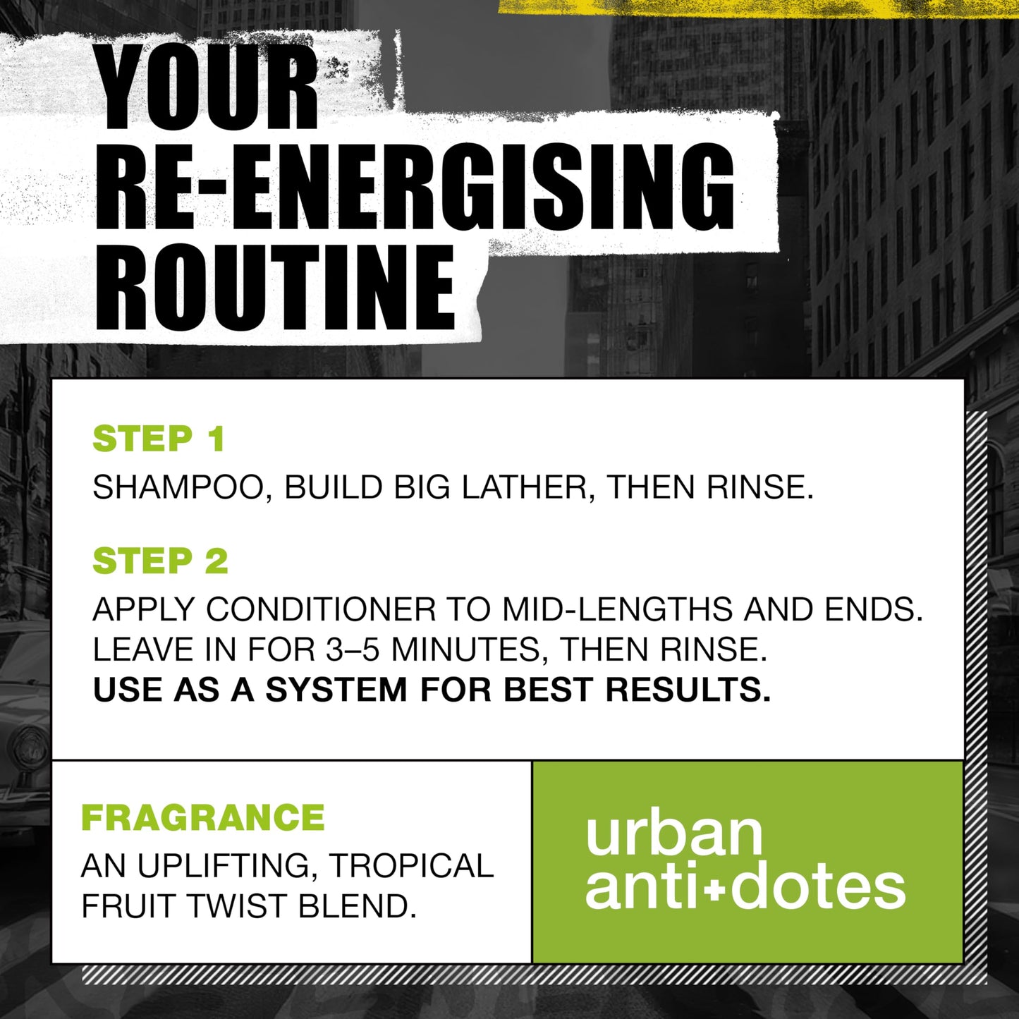 Bed Head by TIGI Urban Antidotes Re-Energize Daily Shampoo and Conditioner Set, 25.36 fl oz