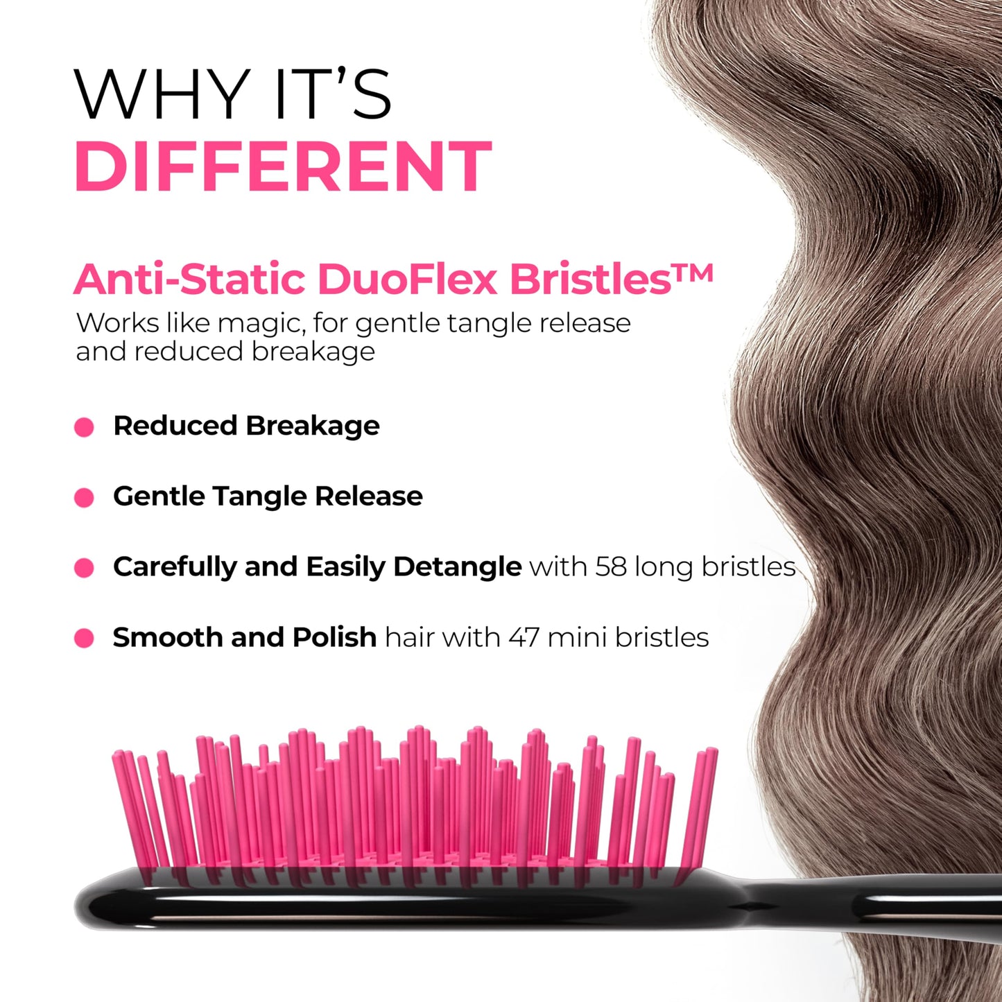 FHI Heat UNbrush Detangling Brush for Pain-Free Brushing on All Wet or Dry Hair Types — Durable DuoFlex Anti-Static Bristles, Lightweight Handle, Vented Hair Brush, Cherry Blossom