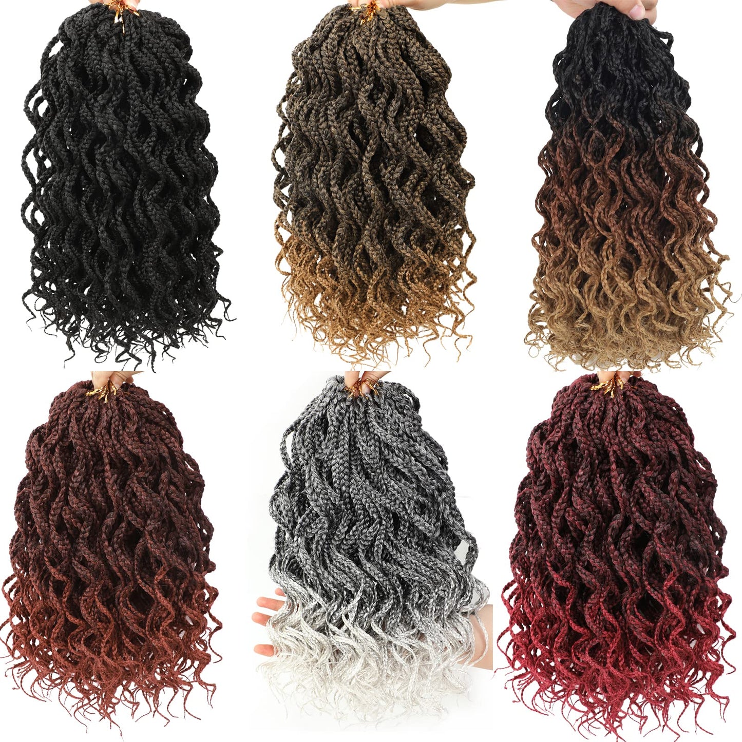 Goddess Box Braids Crochet Hair Curly Box Braid Pre Looped Crochet Hair
