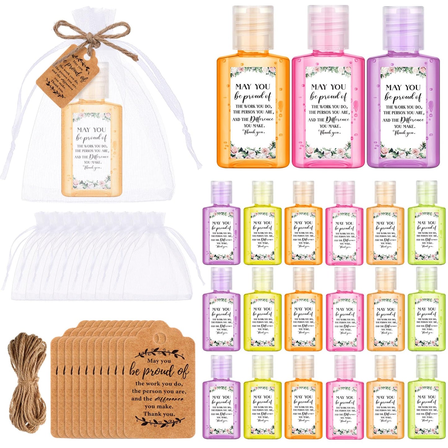 Frienda 72 Pcs Thank You Mini Hand Sanitizer Bulk Travel Size Hand Sanitizer Gel Teacher Appreciation Gift for Coworker Staff Employees Nurse Teacher Back to School Party Supplies