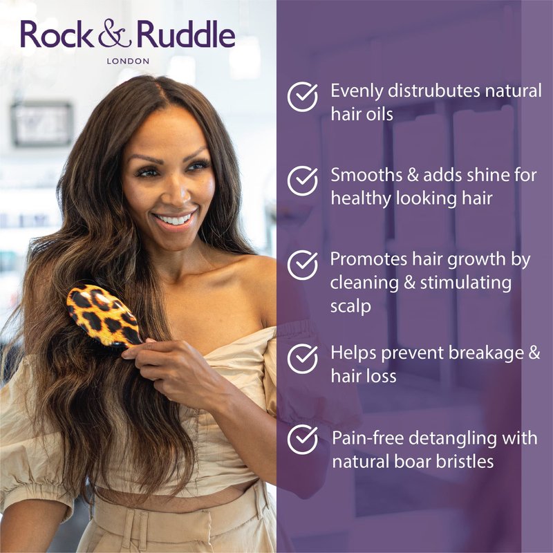 Rock & Ruddle Natural Mixed Boar Bristle Hair Brush for Women, Kids (Small/Travel Size, 17.5cm) - Perfect for Wet or Dry Hair, Detangling Smoothing Blowdrying - Made in UK - Miss Daisy Union Jack
