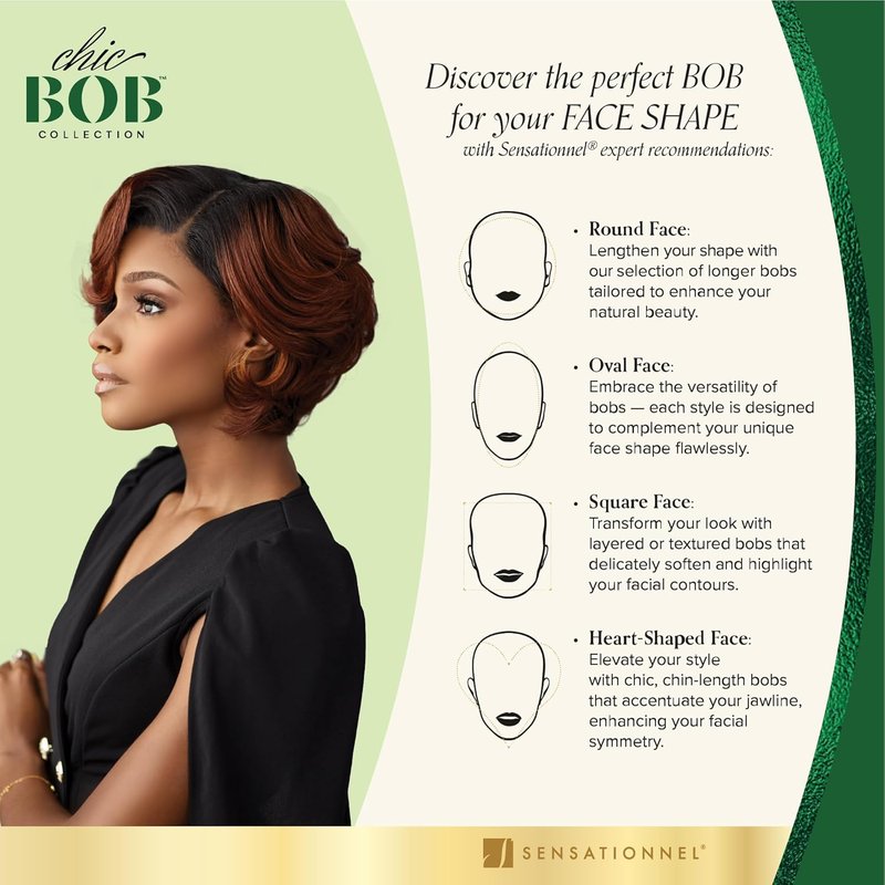 Chicbob Lace Front Wig - Face Framing Glueless Bob Unit with 5-Inch Deep Part | Synthetic Pre-Plucked Hairline