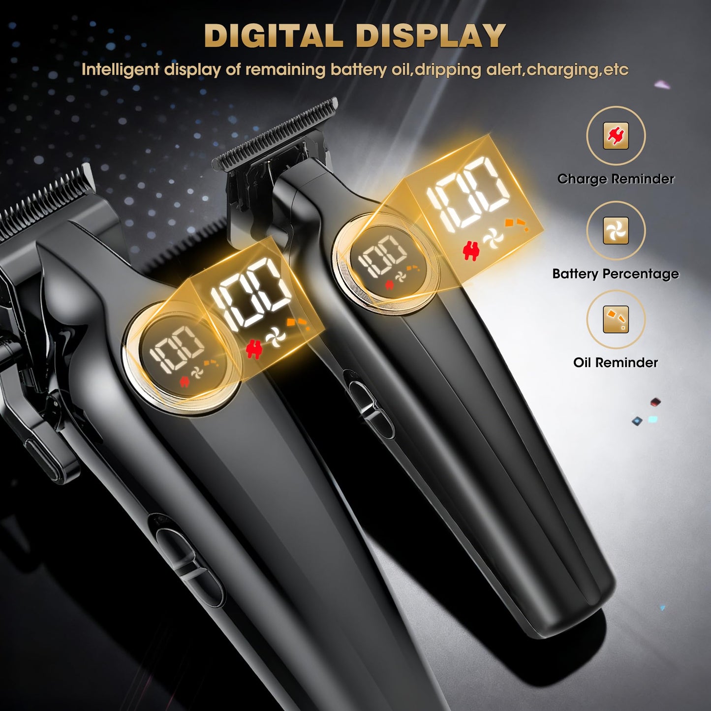 Karrte Professional Hair Clippers for Men，Barber Clippers and Trimmers Set，Electric Cordless Beards Trimmer with LED Display，Barber Kit and Grooming Set, Christmas Gift for Men