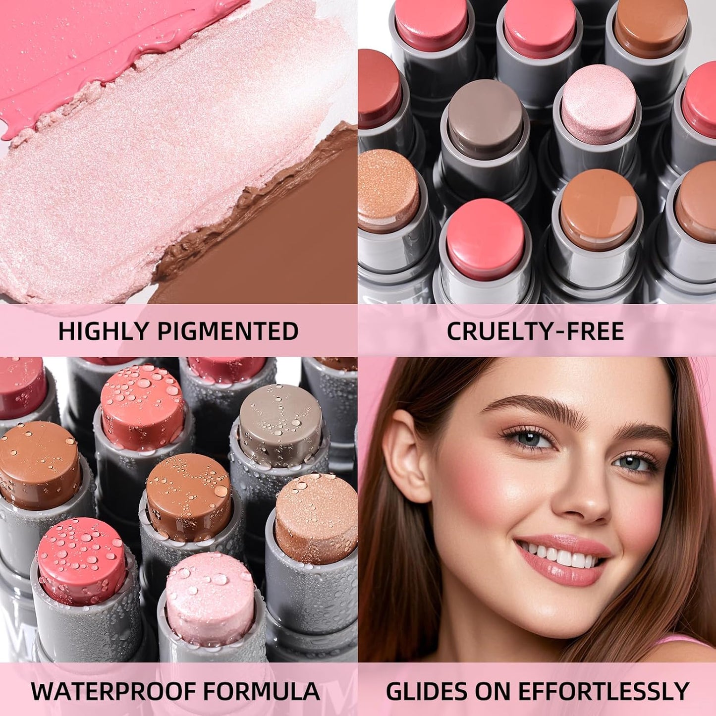 KIMUSE Cream Contour Stick Duo - 2-in-1 Blush & Bronzer for All Skin Tones | Lightweight, Waterproof, Highly Pigmented