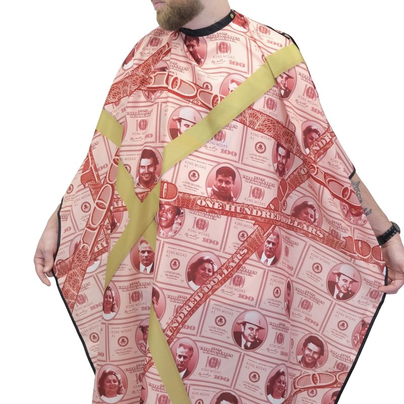 Money Barber Cape Professional Barber Cape For Men Waterproof, Adjustable Snap Closure Large Size Hair Cutting Cape 65" x 55" (Red)