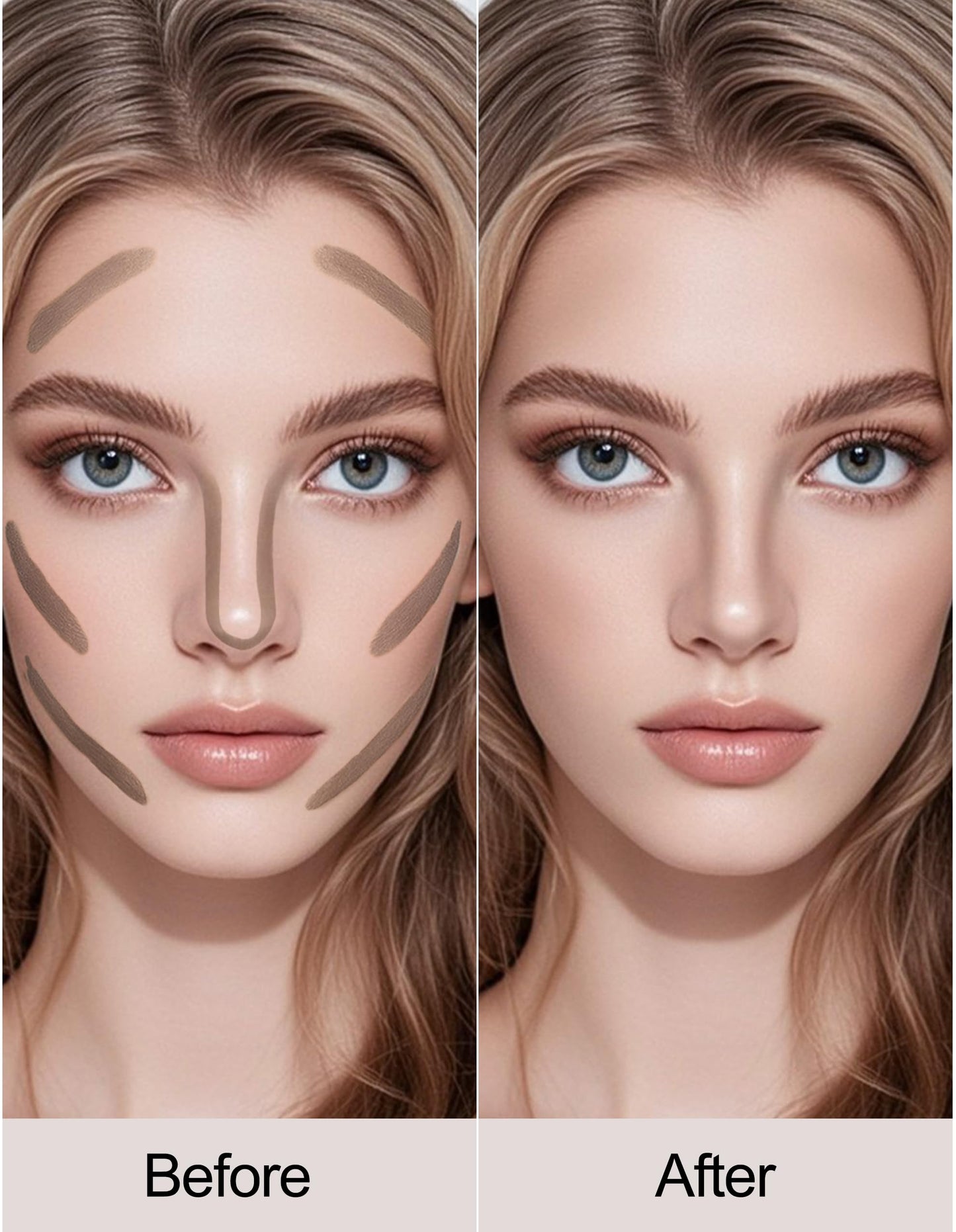 Erinde Cool Toned Liquid Contour Stick - Grey Brown Cream Contour Bronzer with Brush, Liquid Contouring Makeup for Fair Pale Skin, Lightweight Blendable Matte Sculpted Look, Vegan & Cruelty-Free