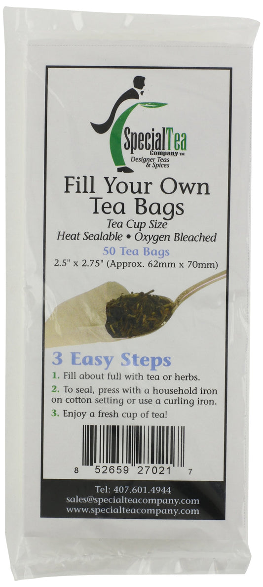 Special Tea Company Empty Tea Bags, 2.5" x 2.75", 50Count
