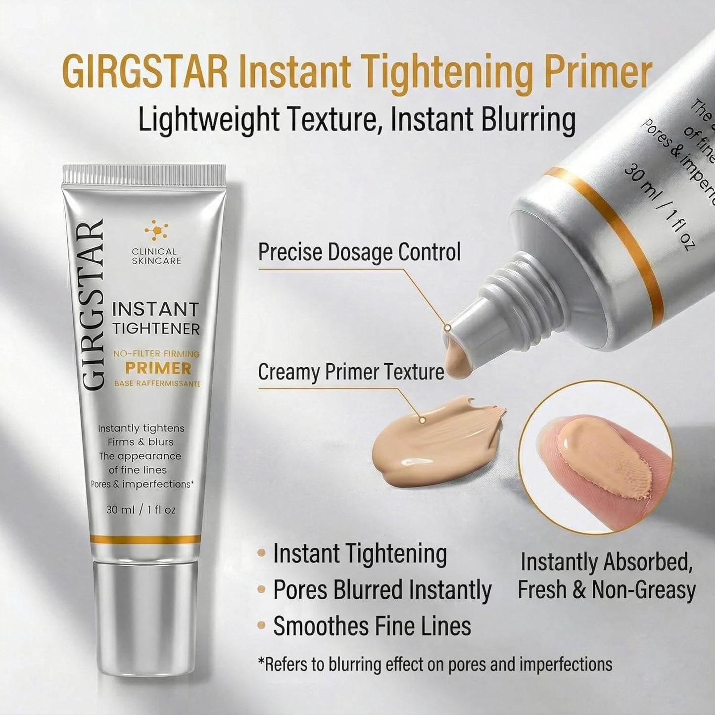 Instant Face Blurring Primer - Firming Makeup Base for Smooth Fine Lines & Pores | Long-Lasting Shine Control