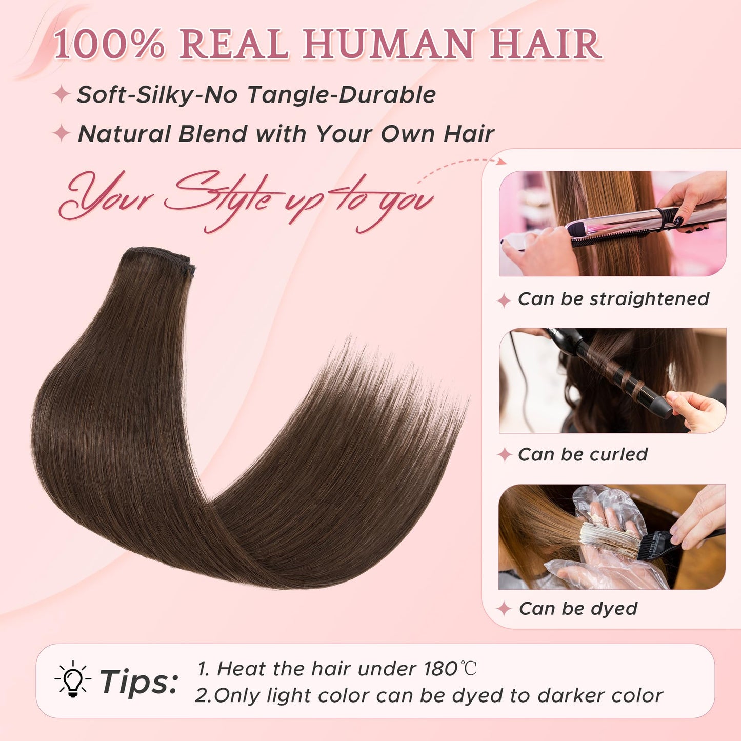 SEGO Clip In Short Hair Extensions Real Human Hair Single 6 Pcs Individual Clip Ins Remy Straight Soft Seamless Hairpieces for Women -10 Inch #02R Dark Brown