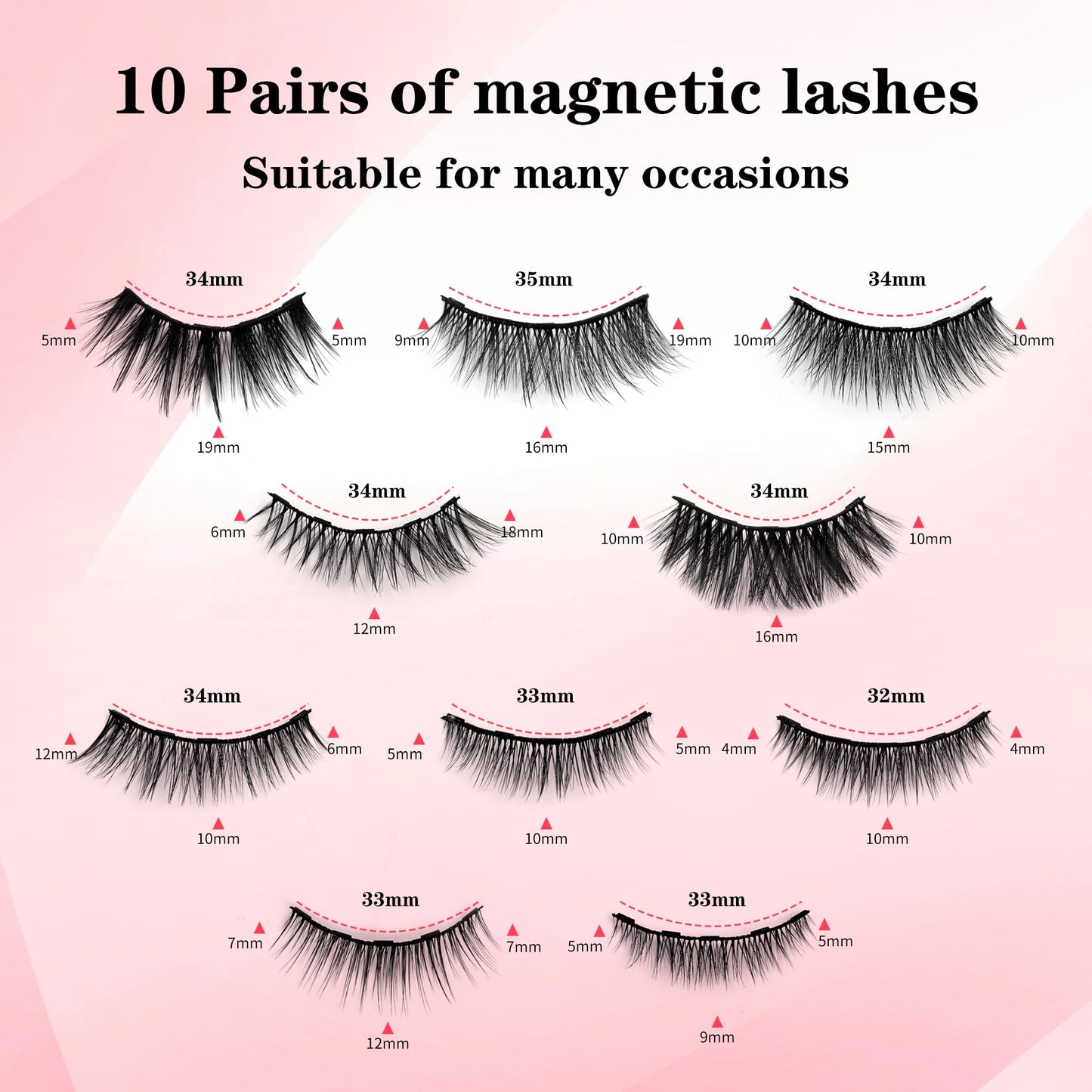 Richsky Magnetic Eyelashes Kit,Reusable 3D 5D Magnetic Lashes Set with Waterproof Eyeliner,10 Pairs Mink False Eyelashes Natural Look, No Glue Needed
