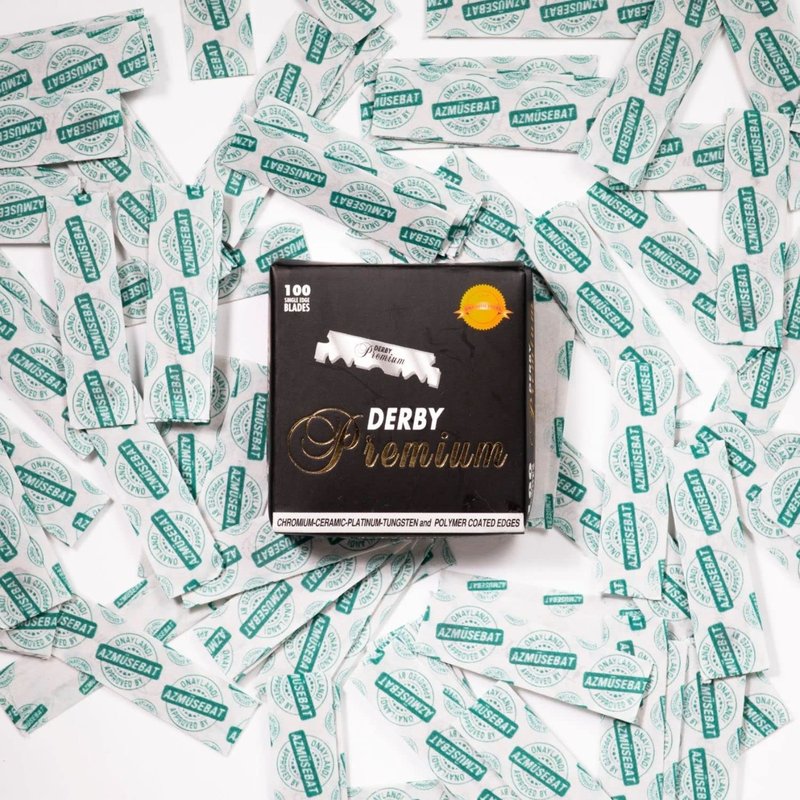 Derby Premium Single Edge Razor Blades, Razor Blades, Single Edge, Ultra Sharp, Chromium - Ceramic - Platinum - Tungsten and Polymer Coated Edges (5)