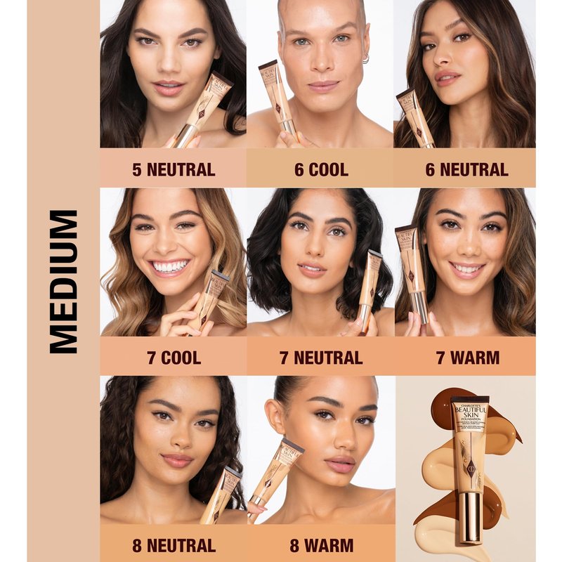Charlotte Tilbury Beautiful Skin Medium Coverage Hydrating Foundation - Buildable Liquid Makeup for Instant Glow, Plumping Hydration & Lasting Skincare Benefits - 8 Neutral