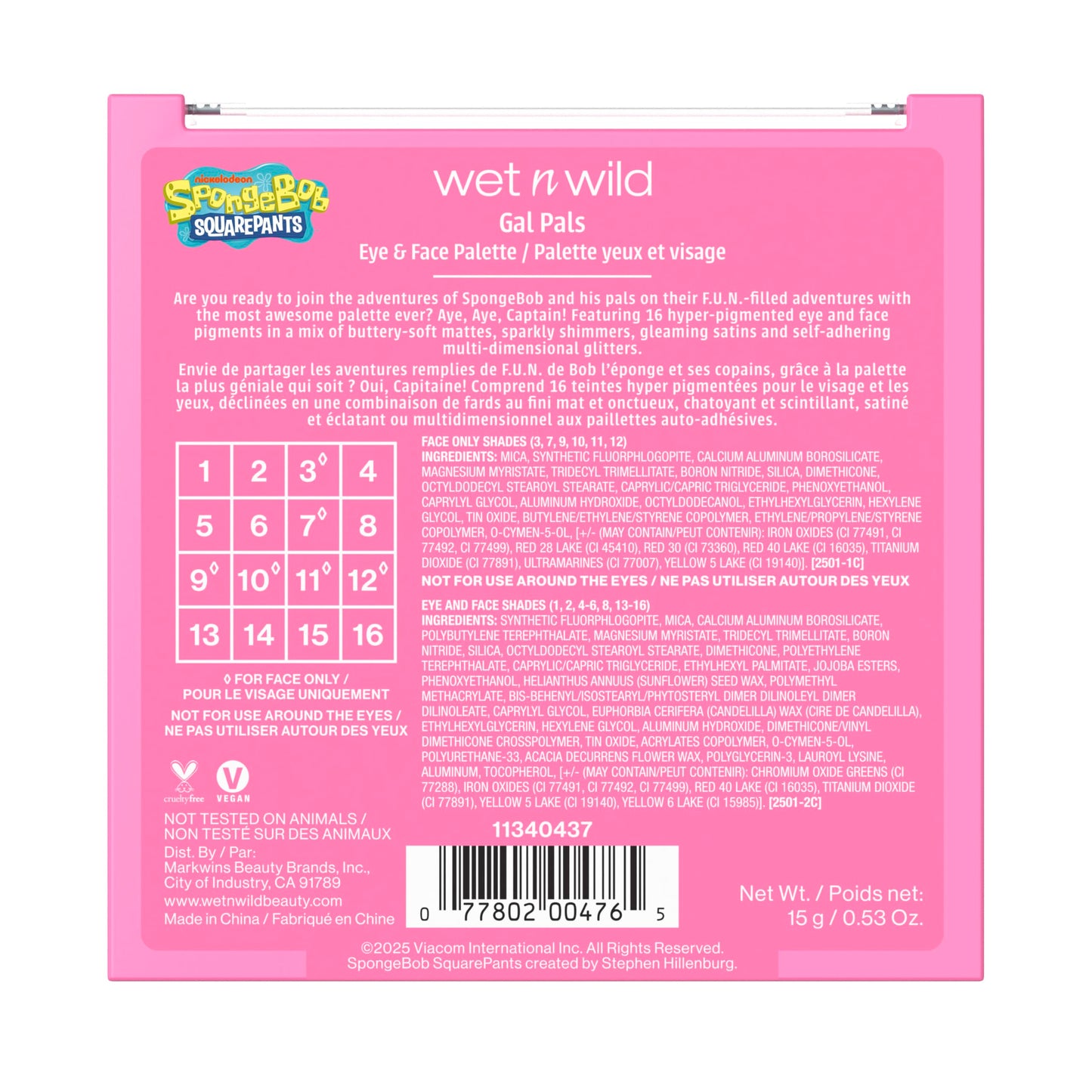 wet n wild Spongebob Eye & Face Palette - Gal Pals