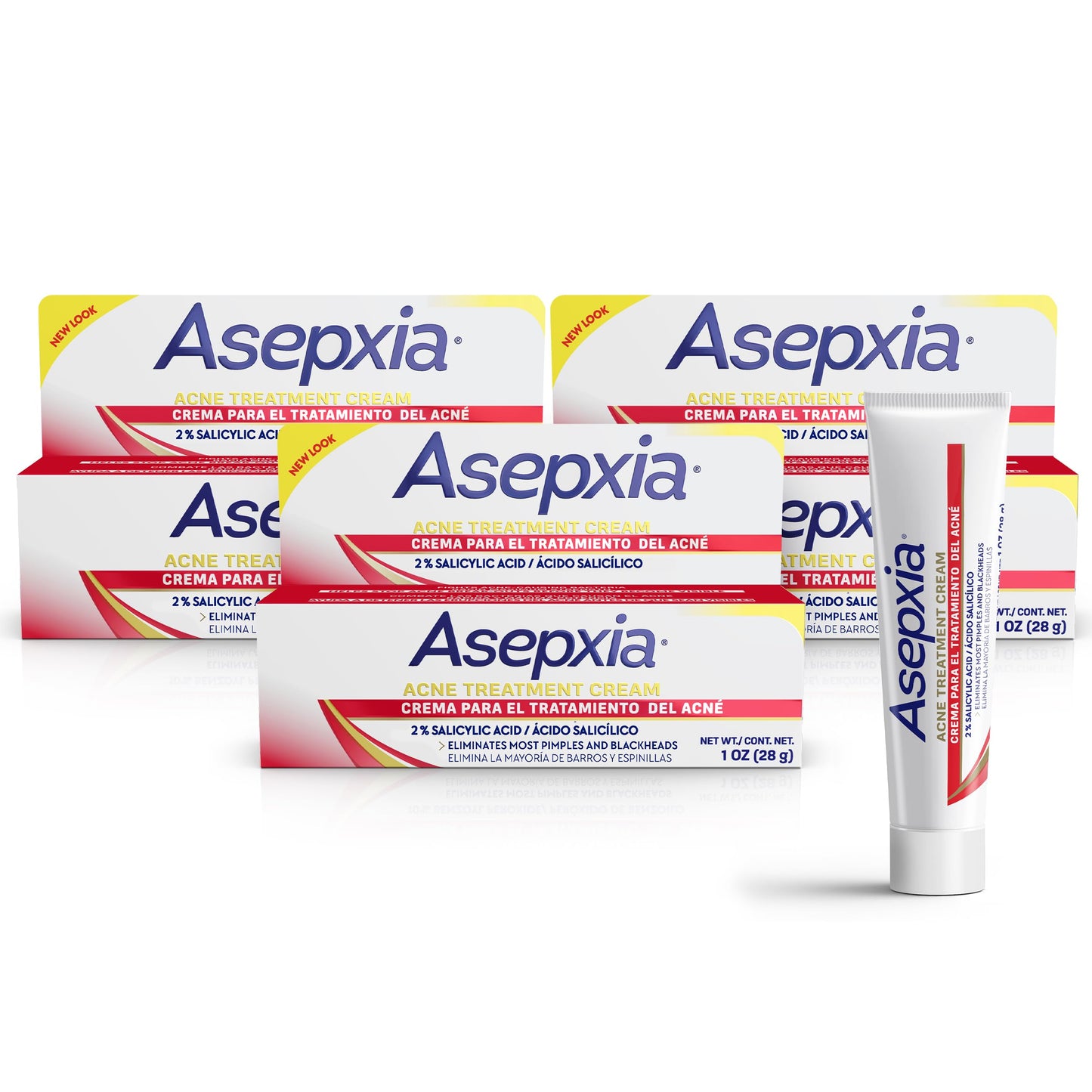 Asepxia 2% Salicylic Acid Acne Spot Treatment Cream | Drying Formula Targets Acne, Clears & Prevents Blemishes, Reduces Redness, Penetrates Pores, Pimple Cream, 1 Oz, 3-Pack