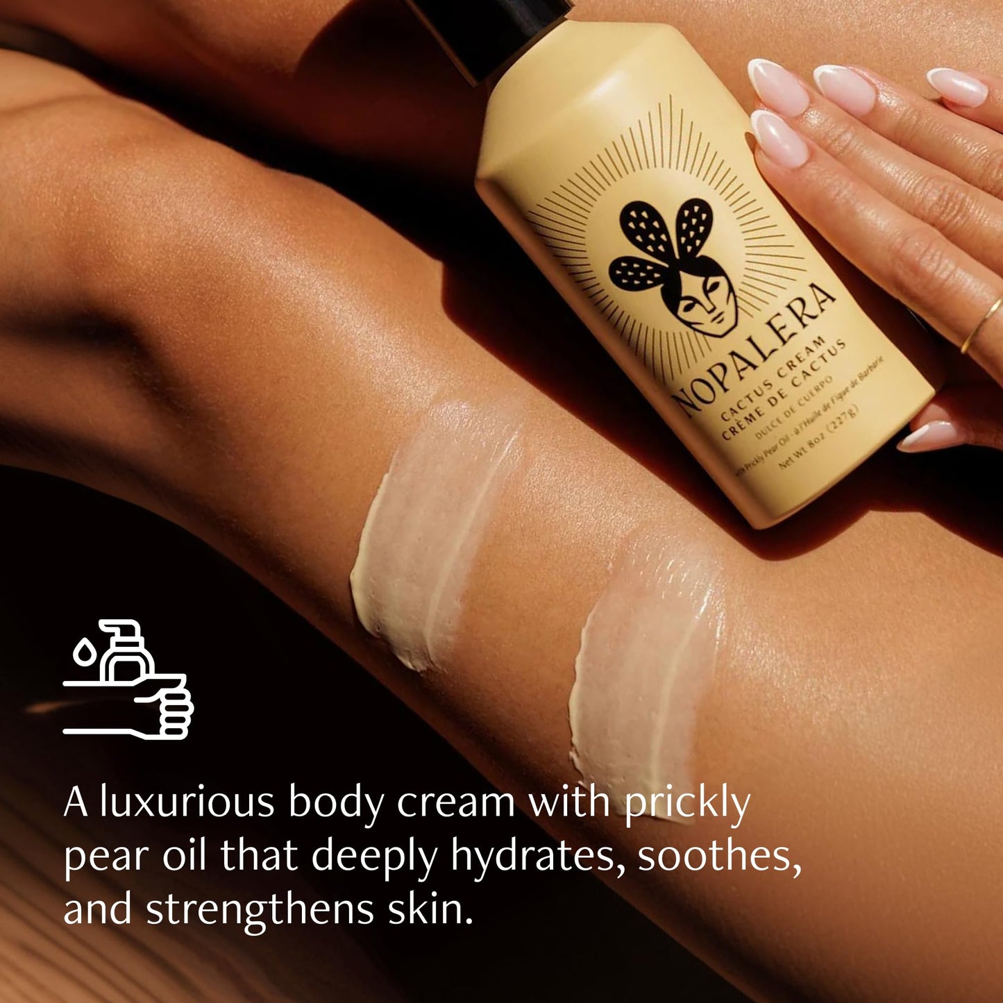 Nopalera Dulce de Cuerpo Cactus Cream - Moisturizing Body Lotion with Prickly Pear Oil, Amber, Citrus, and Warm Vanilla Fragrance, Vegan, 8 oz.