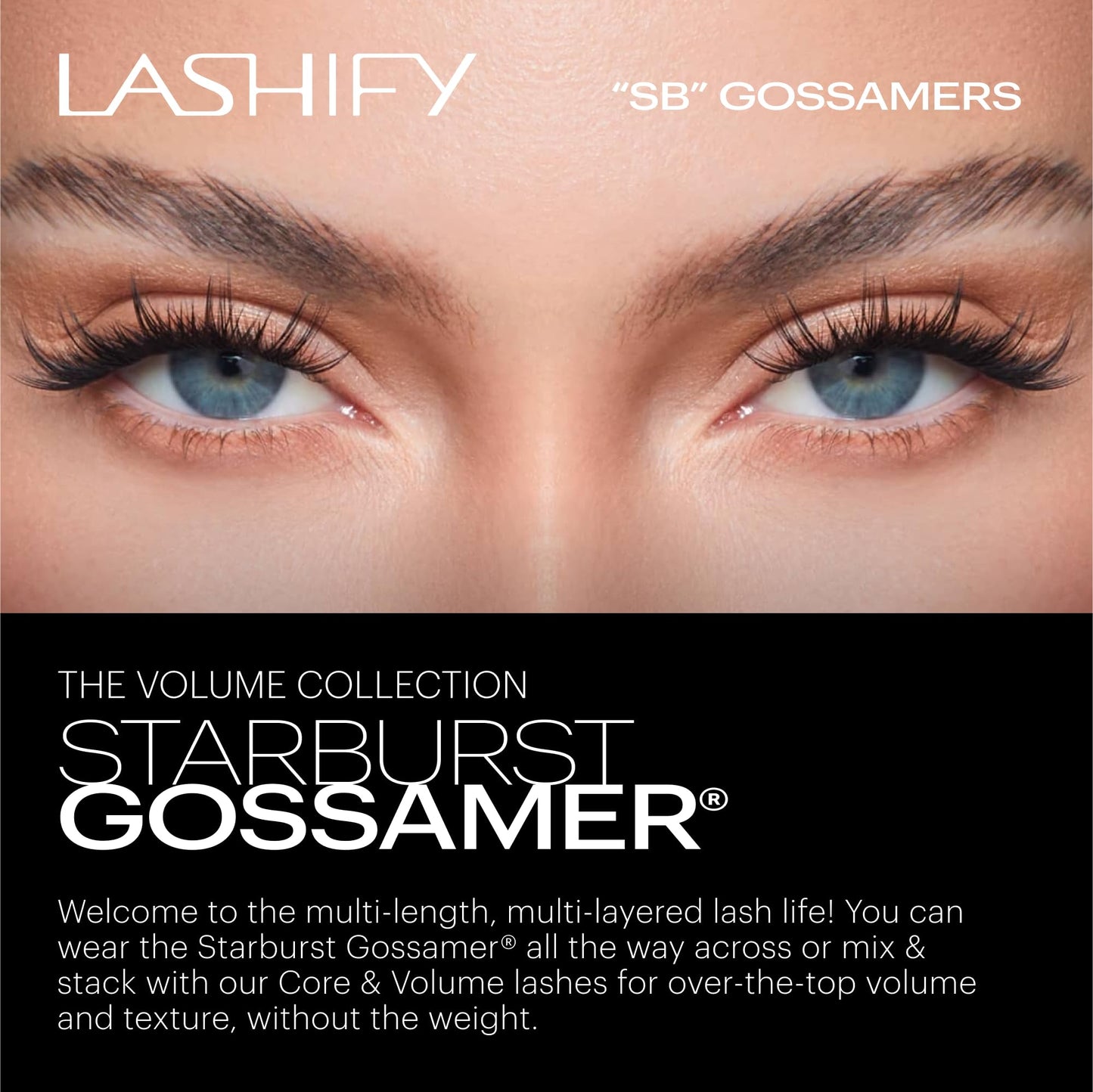 Lashify Star Burst 12mm Gossamer DIY Eyelash Extensions Refill, The Ultimate Multi-Length Multi Layered Lash, Black, Easy False Lashes