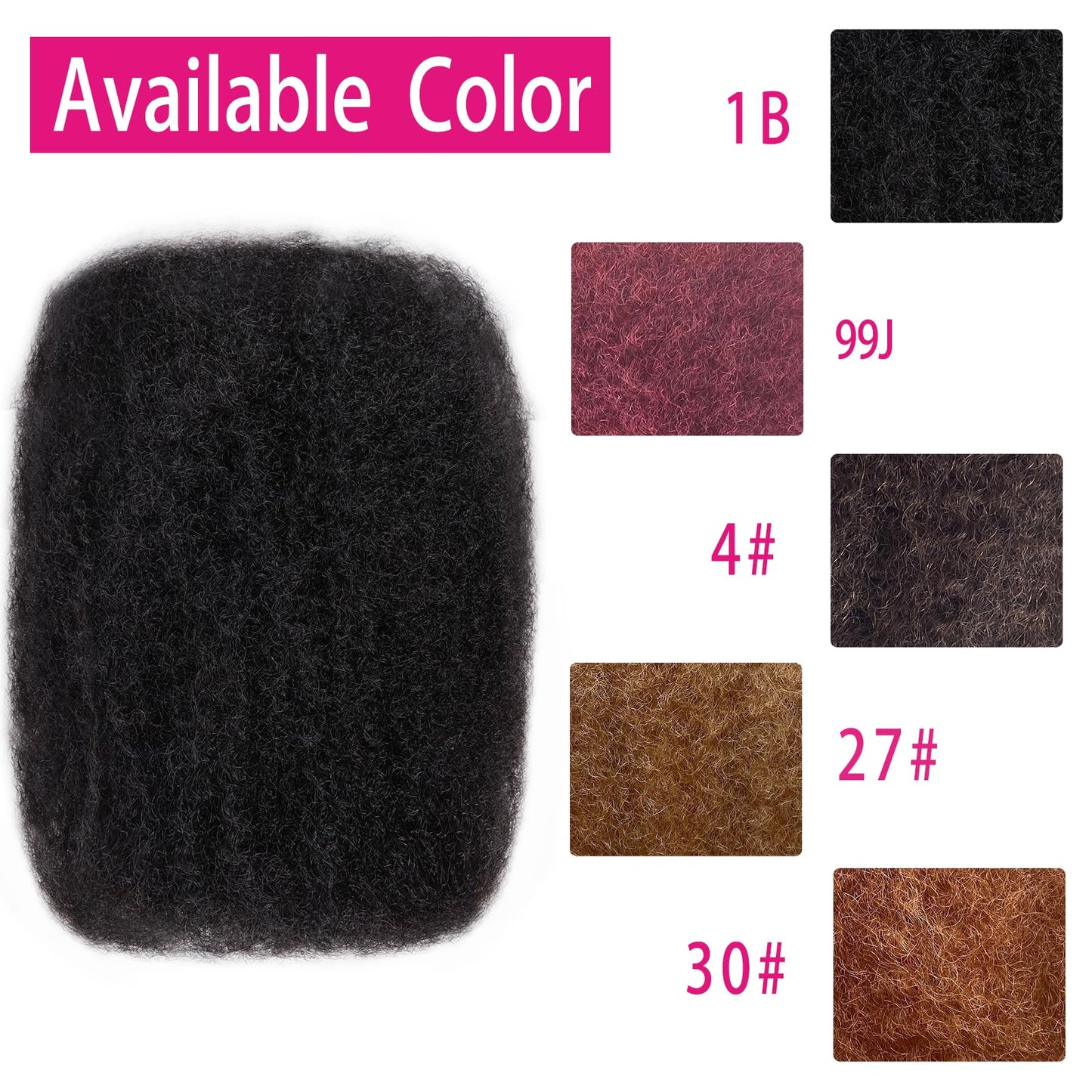 Afro Kinkys Bulk Human Hair For Braiding Afro Kinky-Curly Human Hair Bulk For Mini Twist Hair 16Inchs 50g/pack Bulk Human Braiding Hair For Micro Locs Extensions (1B, 16Inchs,50g/pack)