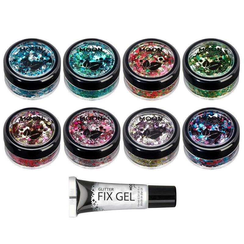 Biodegradable Eco Chunky Glitter - 100% Cosmetic Bio Glitter for Face, Body, Nails & Hair | 0.10oz Set of 8