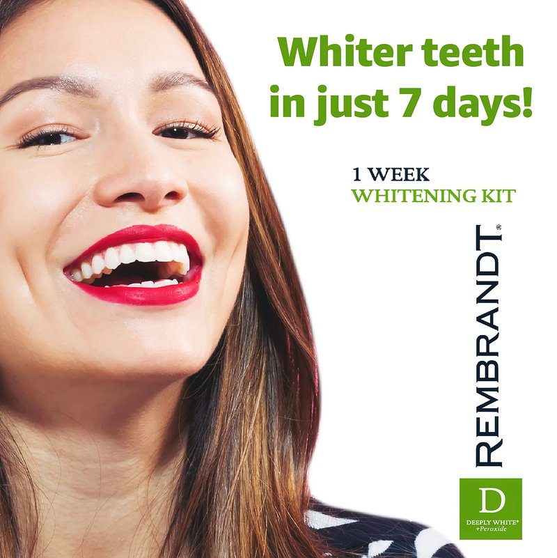 REMBRANDT 1 Week Teeth Whitening Kit with 28 Strips + 2 Tubes Intense Stain Whitening Toothpaste