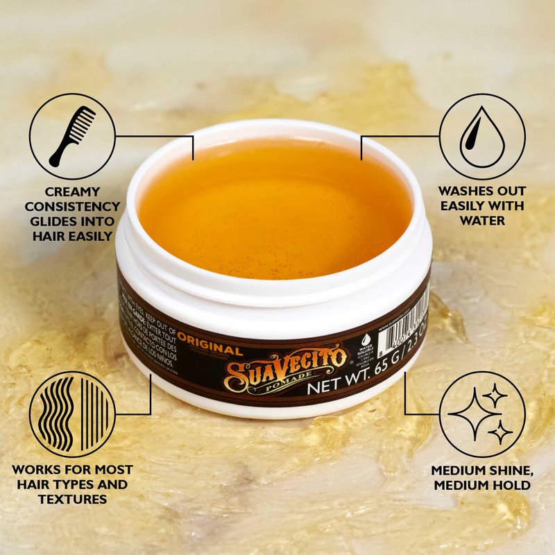 Suavecito Pomade Original Hold For Men 2.3 oz, 1 Pack - Medium Shine Water Based Wax Like Flake Free Hair Gel - Easy To Wash Out - All Day Hold For All Hairstyles