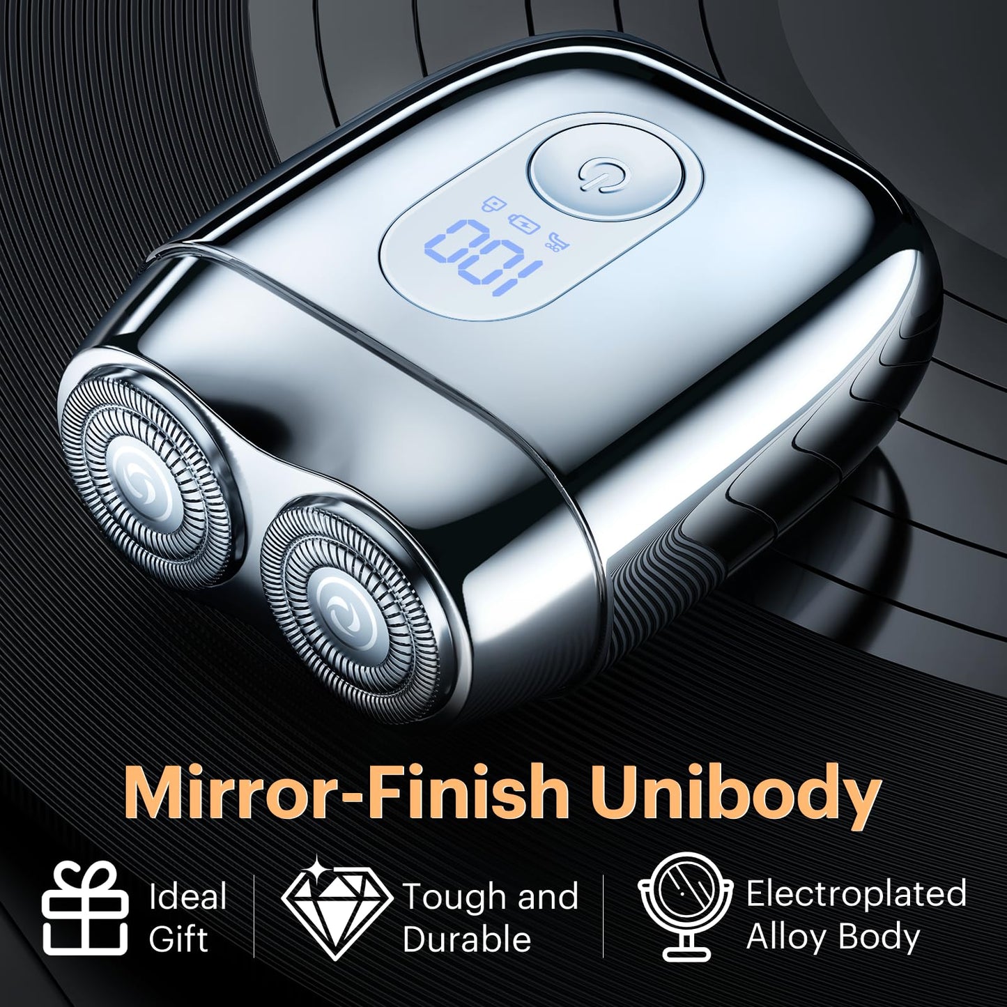Alloy Mini Electric Shaver for Men – Valentine's Day Gift, Portable Travel USB-C Rechargeable Razor with Mirror Cap, Waterproof Wet/Dry, Smooth Shave, Ideal Gift for Husband Boyfriend, RX40 Silver