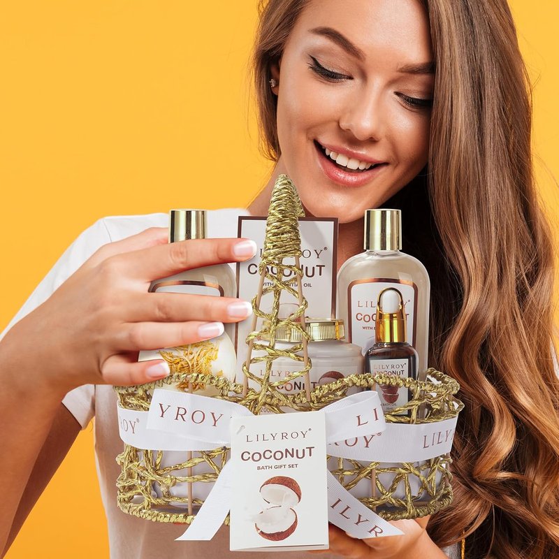 Coconut Bath and Body Gift Basket Set - Spa Kit for Men & Women | Perfect for Father's Day, Mother's Day, Birthdays & Holidays