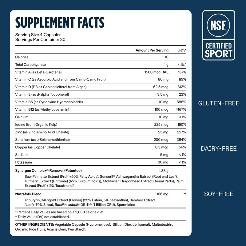Nutrafol Men 50+ Hair Growth Supplements, Clinically Tested for Visibly Thicker Hair and Scalp Coverage, #1 Dermatologist-Recommended Hair Growth Supplement Brand - 2 Month Supply, 2 Refill Pouches