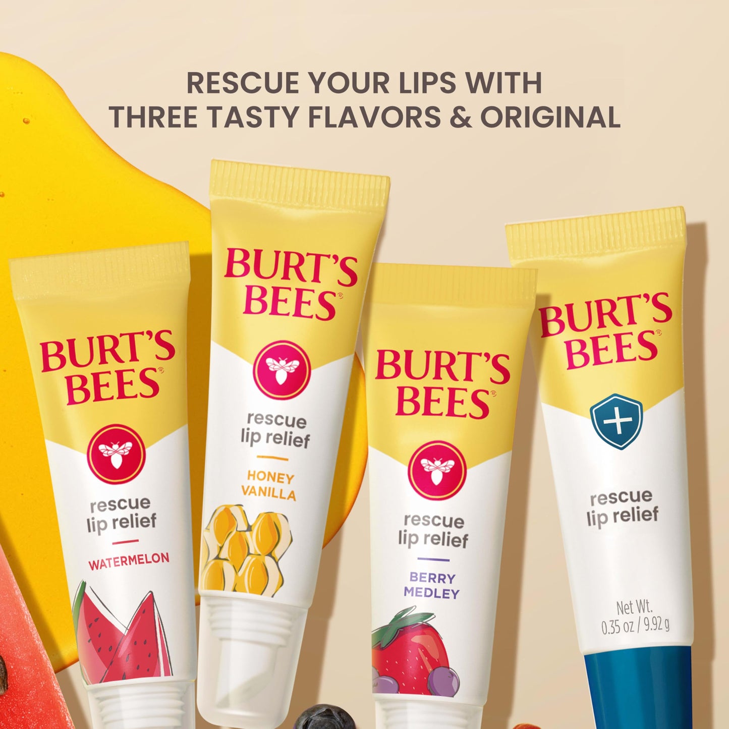 Burts Bees Rescue Lip Relief with Shea Butter and Echinacea, 100% Natural Origin, 0.35 Ounces