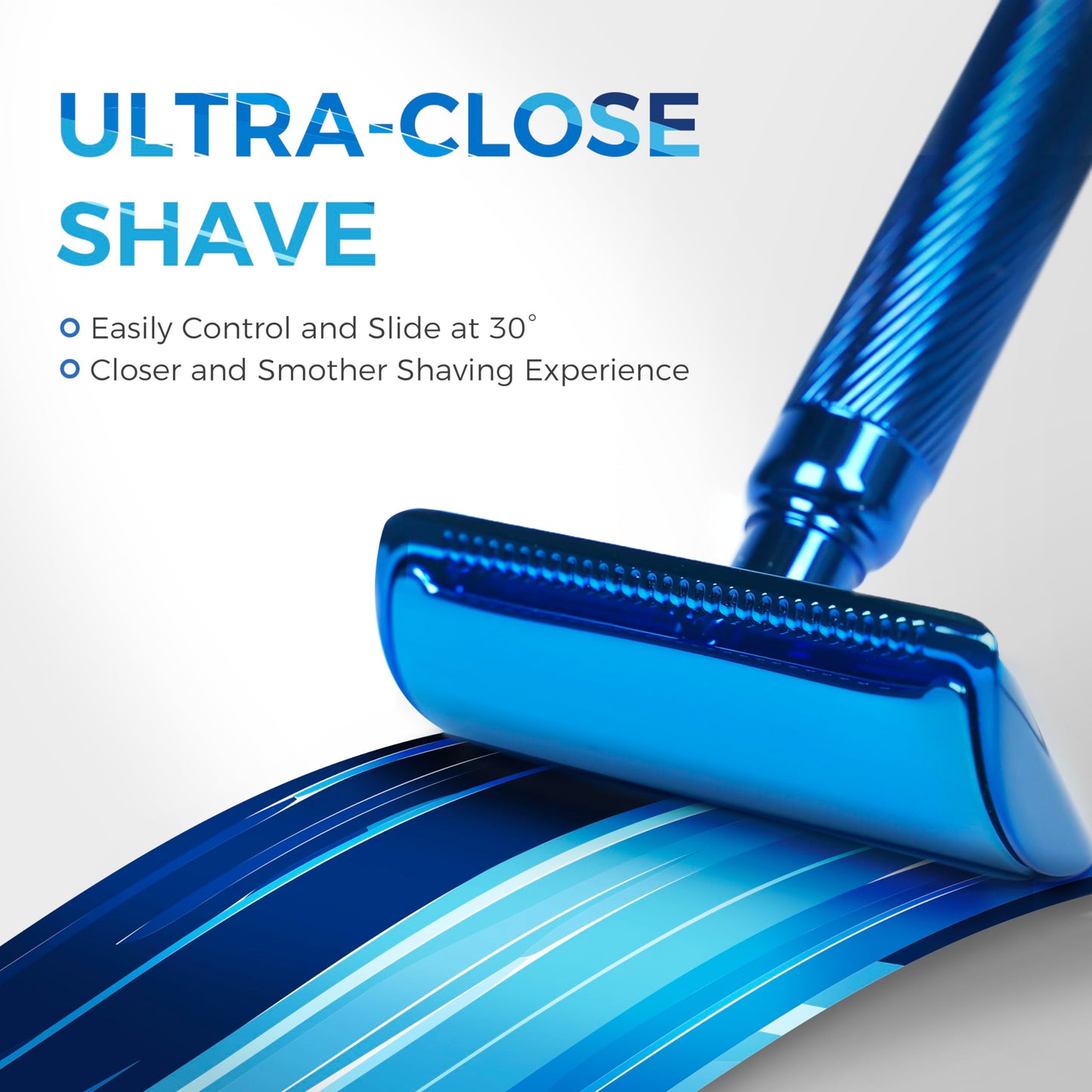 ZOMCHI Double Edge Safety Razor for Men & Women, [New Version 2.0 ] Metal Razor with 10 Double Edge Safety Razor Blades, Single Blade Razor – Noble Blue