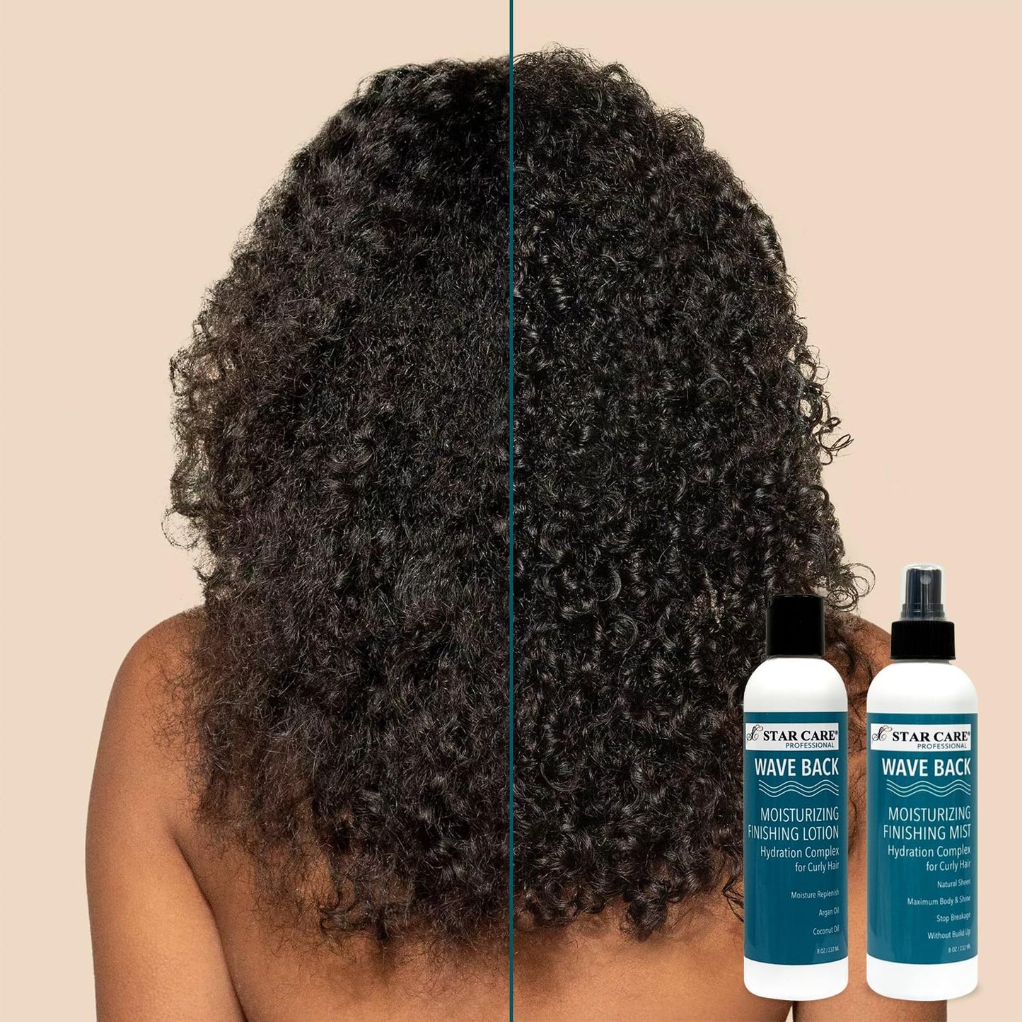 STAR CARE Wave Back Curl Lotion & Mist Set Curl Defining Leave-In Lotion, Enhancing Finishing Mist for Curly & Wavy Hair, Anti-Frizz Hydrating Bundle 2 x 8oz