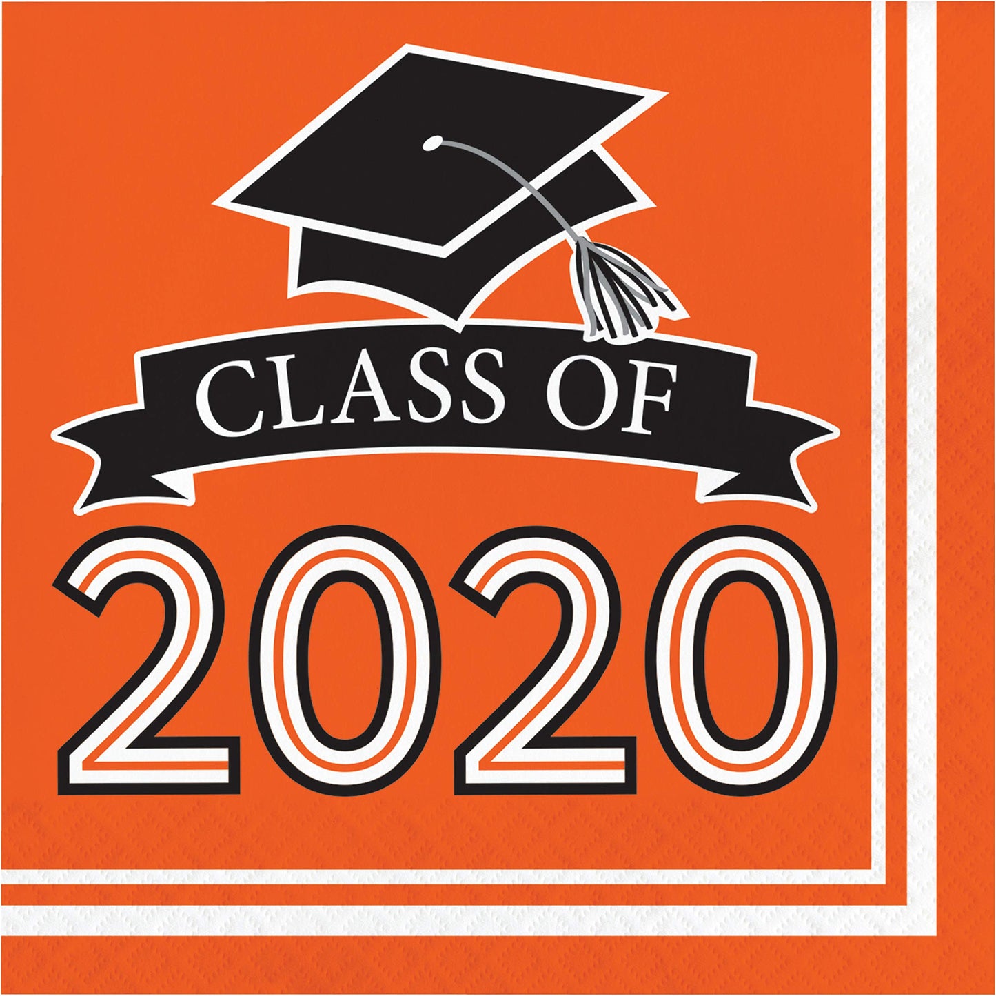 Creative Converting Class of 2020 Orange Grad Napkins, 6.5"