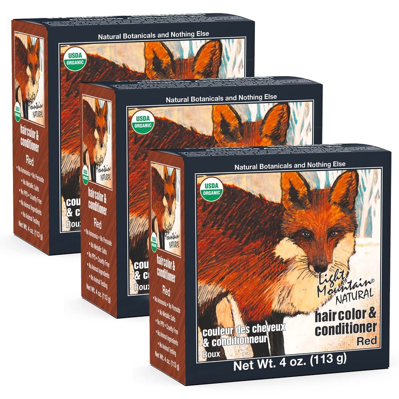 Light Mountain Henna Hair Color - Organic Red Hair Dye for Men & Women | Chemical-Free, 4 Oz (Pack of 3)