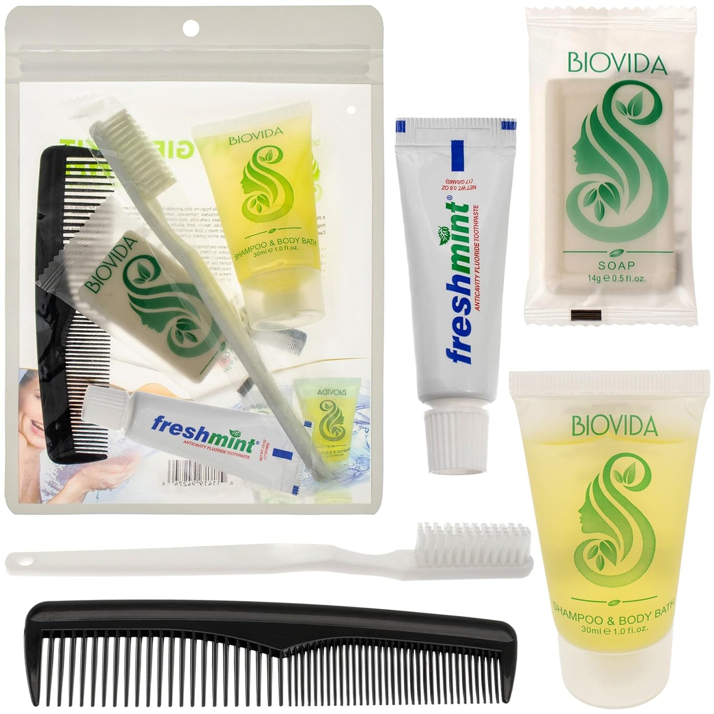 24 Hygiene Kits - Essential Toiletry Kits for Men & Women | Travel & Charity 5-Piece Set