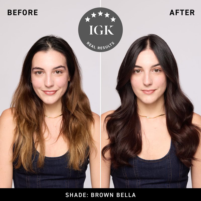 IGK Brown Bella | Chocolate Brown Hair Gloss + Color Depositing Mask | Boost Shine, Enhance Brunette Tones, Refresh Color | Semi Permanent Conditioning Treatment | Vegan | 6 oz