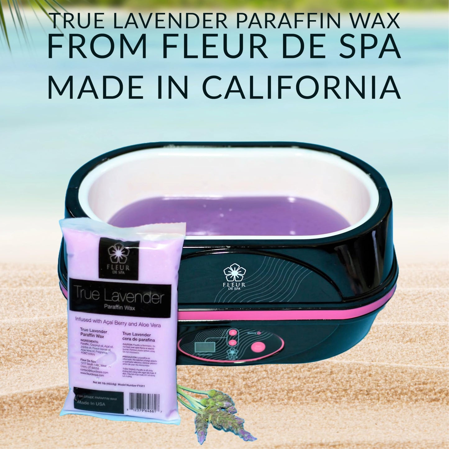 FLEUR DE SPA Paraffin Wax Refill 2lb bundle | Peach & Lavender | USA Made | At-Home Spa Experiene Hand & Foot Wax
