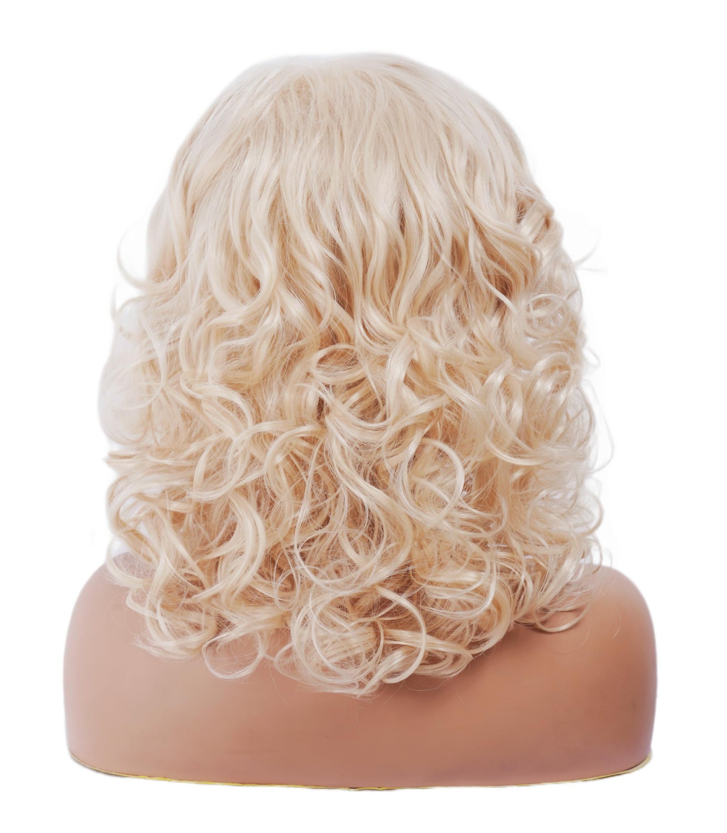 NJJYXH 16 Inches Blonde Wigs for Women Long Wavy Wig Synthetic Natural Shoulder Length Wig for 70s 80s Cosplay,Halloween,Daily Use