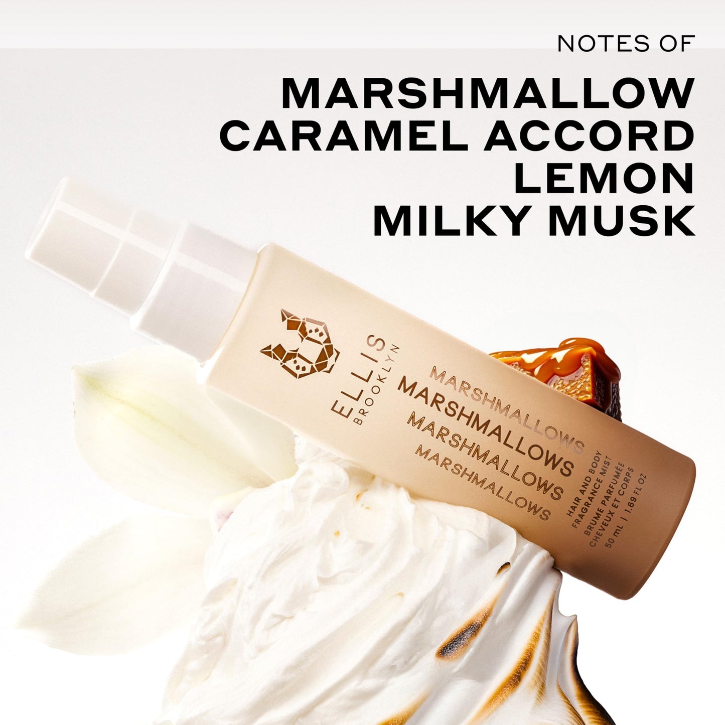Ellis Brooklyn MARSHMALLOWS Fragrance Mist - Gourmand Perfume Mist with Marshmallow, Caramel Accord, & Milky Musks, Vegan Perfume Made In The USA, 50ml 1.7 Fl Oz
