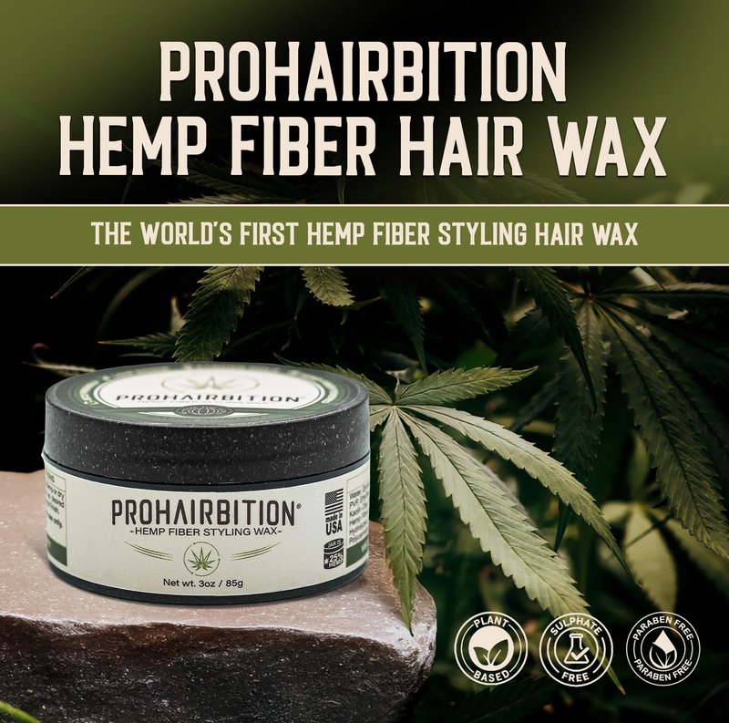 PROHAIRBITION Hemp Fiber Hair Wax Strong Hold Matte Finish – Non-Greasy and Long Lasting Hemp Infused Styling Wax for Healthier Hair- No Paraben Vegan Friendly Formula in Sustainable Packaging