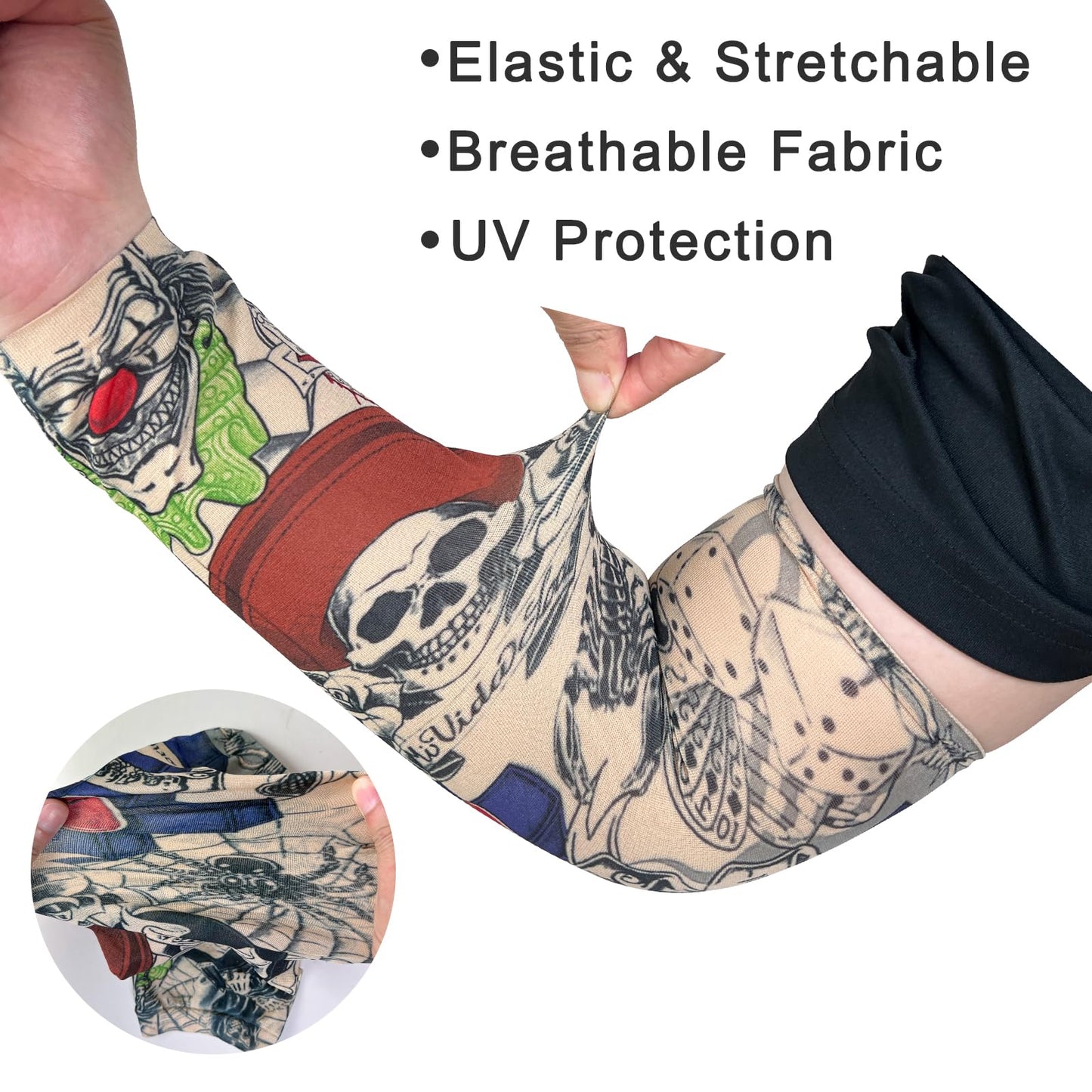 Tatoo Sleeves Men, Women, and Kids – Fake Temporary Tattoo Sleeve for Outdoor Sports, Hallowwen Costumes