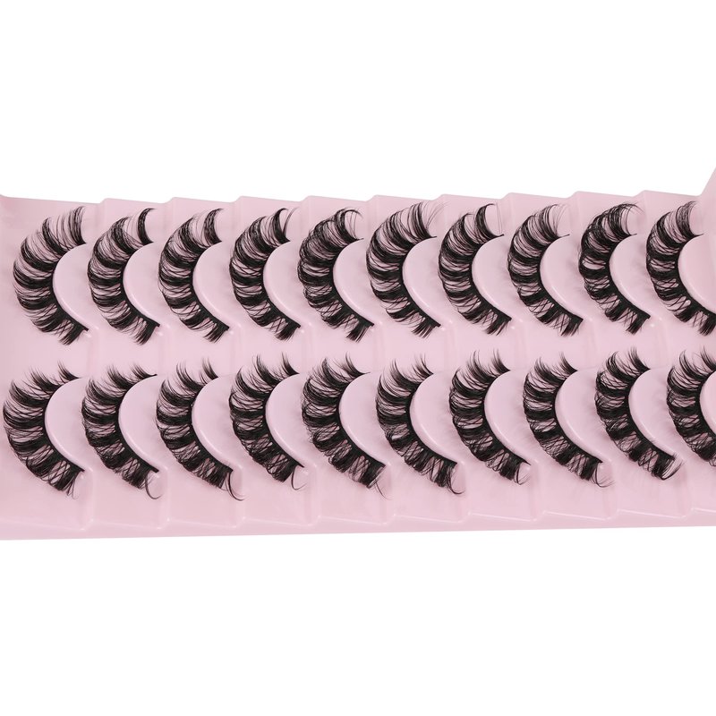 wiwoseo Eyelashes Russian Strip Lashes Fake Eyelashes Russian Volume Natural Wispy Lashes 15MM Natural Lashes 10 Pairs Pack