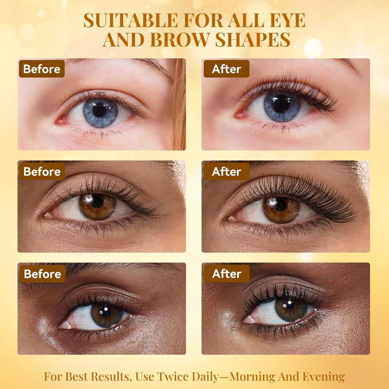 Eyelash Growth Serum, Eye Lash and Eyebrow Enhancing Serum for Women & Men - with Advanced Formula to Boost Longer Fuller and Thicker Lashes and Eyebrows, Gentle & Vegan for Sensitive Eyes (3 mL)