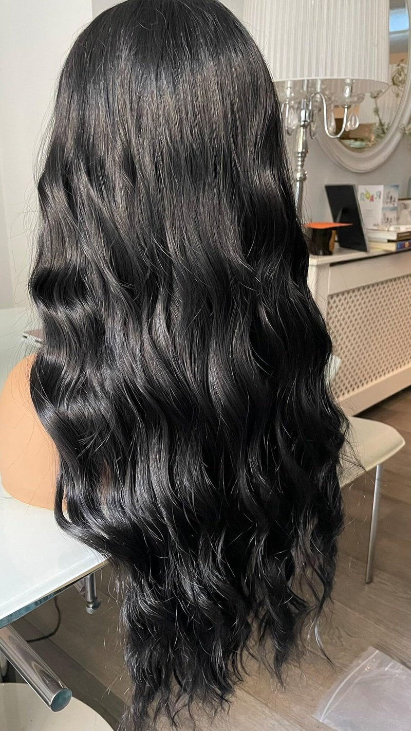 WXHWCX Blonde Long Wavy Hair Synthetic Lace Front Wig Natural Hairline Heat Resistant Fiber Hair Free Part Glueless Lace Wig for Women Cosplay Daily Wig