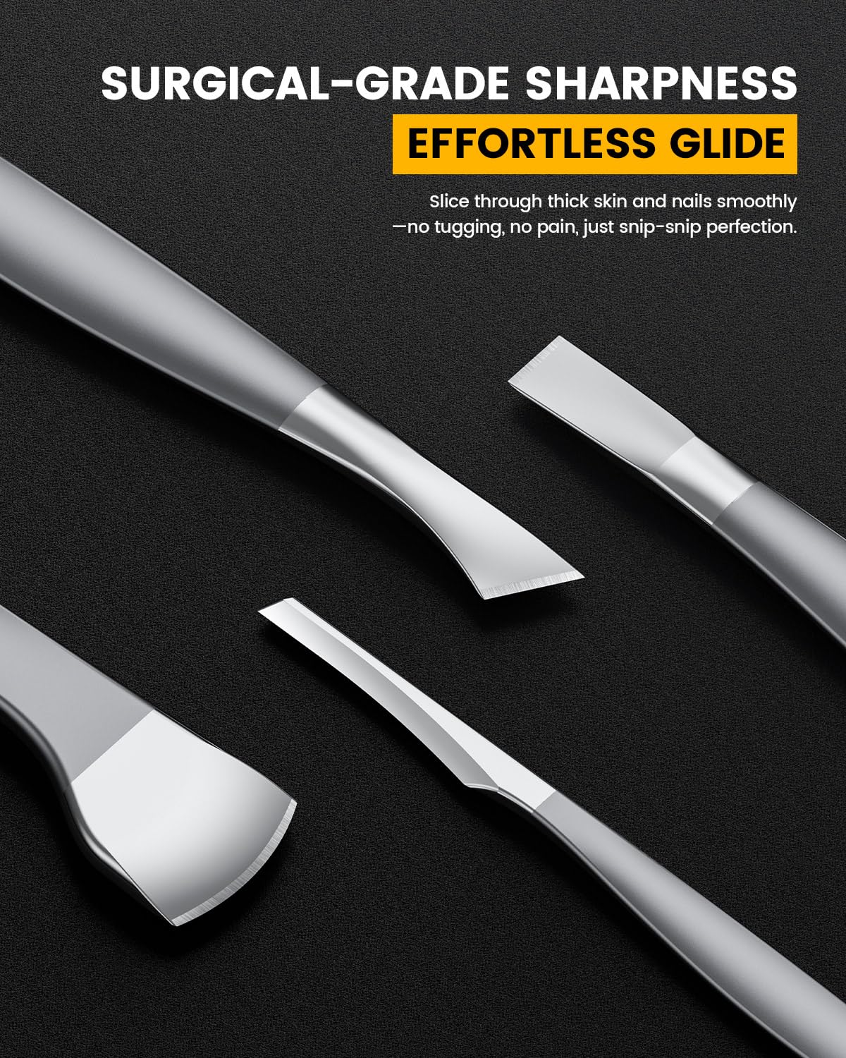 BEZOX 4PCS Pedicure Knife Tools – Professional Ingrown Toenail Removal Kit, Callus Shaver & Corn Scalpel, Foot Peeling Razor Toe Nails Blades (PU Leather Case Included) - Silver