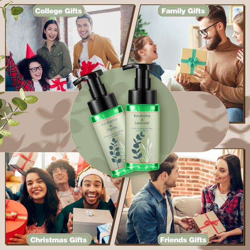 Swiffen 6 Pack Eucalyptus Foaming Hand Soap with Pump Care Moisturizing Liquid Eucalyptus Scented Foam Hand Wash 2026 New Year Gifts for Kitchen Bathroom Family Teacher Staff 8.75 Fl. oz
