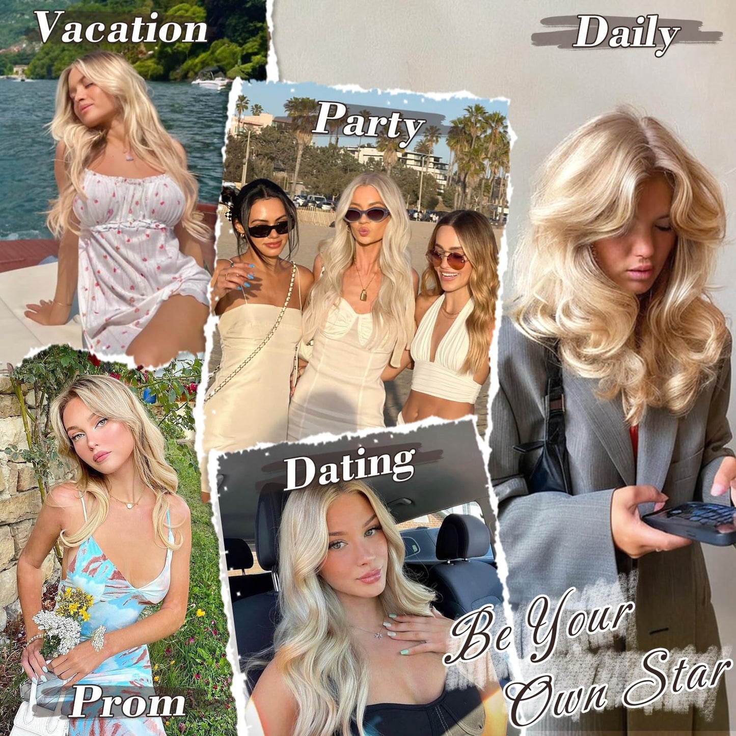 BARSDAR Long Blonde Wig With Bangs - Long Straight Blonde Wig with Bangs for Women - 24 Inch Natural Looking Thick Soft Synthetic Hair Replacement Wigs Daily Cosplay Party Halloween