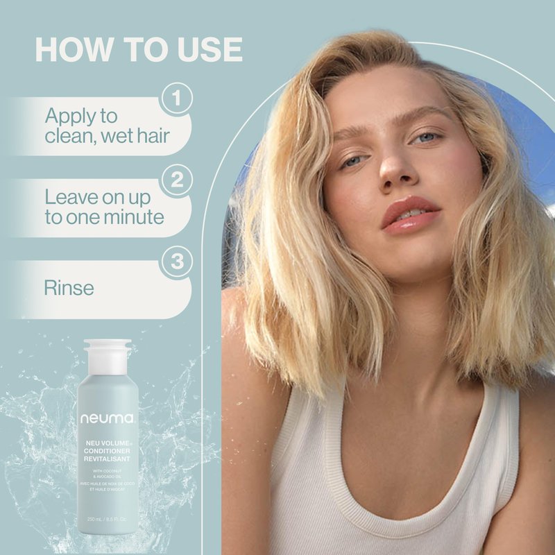 Neuma Neu Volume Conditioner 8.5 Fl. Oz. Fennel, Ylang Ylang, Patchouli, and Vanilla Scent, Moisturizing Conditioner Sulfate Free Paraben Free