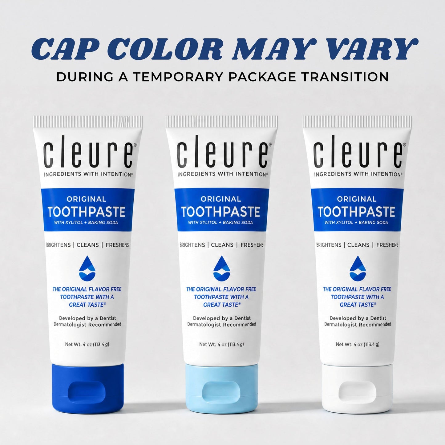 Cleure Original Fluoride Free Toothpaste – Flavor Free, SLS Free, Mint Free for Adults with Sensitive Mouth (4 oz Tube)